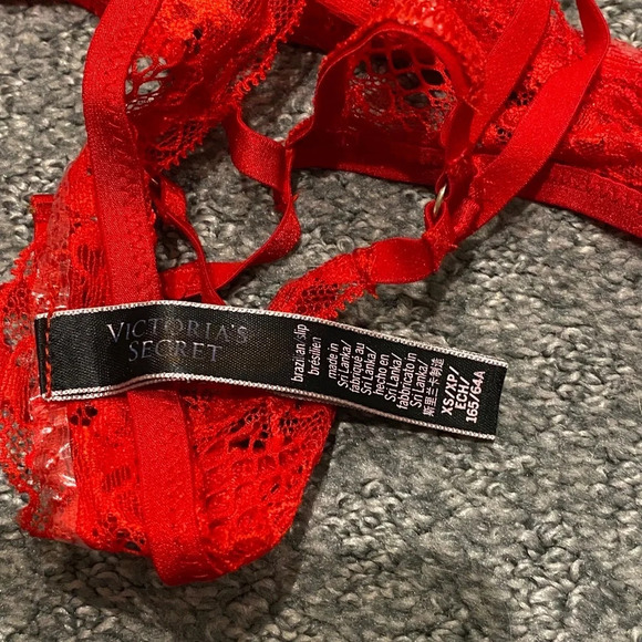 New! Victorias Secret Very Sexy Red Fishnet Open Back Brazilian Panties 16166 - Picture 9 of 12